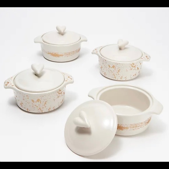 Ayesha Curry Other - - Ayesha Curry 4-Piece 10-oz Mini Casseroles with Gold Detail